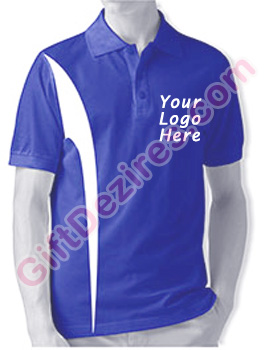 Designer Royal Blue and White Color Logo Custom T Shirts